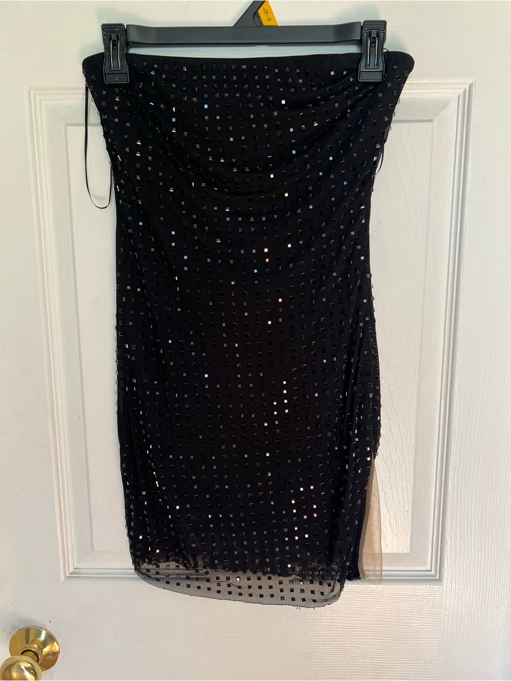 Black Strapless Sequin Mini Dress